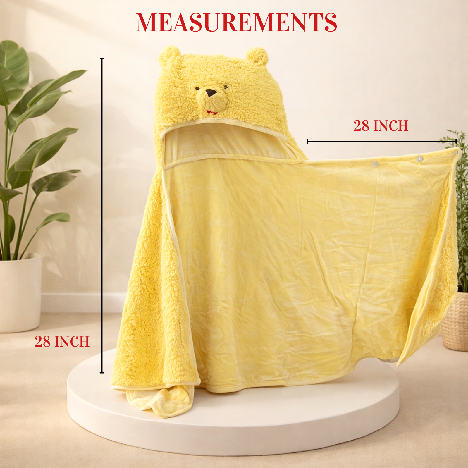 Bath Towel Poncho with Yellow Bear Hoody