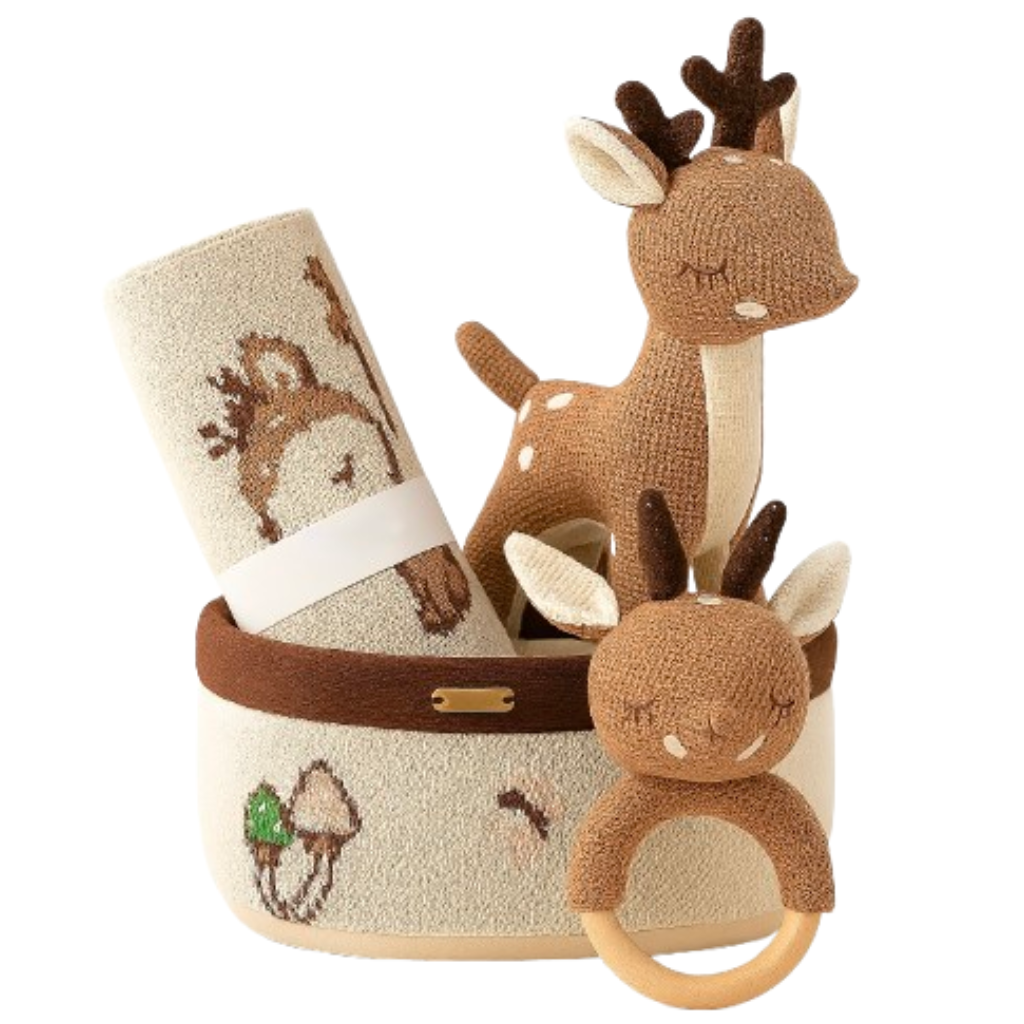 Knitted Deer Basket Gift Set | Premium Gift Set