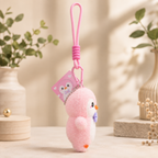 Pink Penguin Plush Keychain with Bow Tie