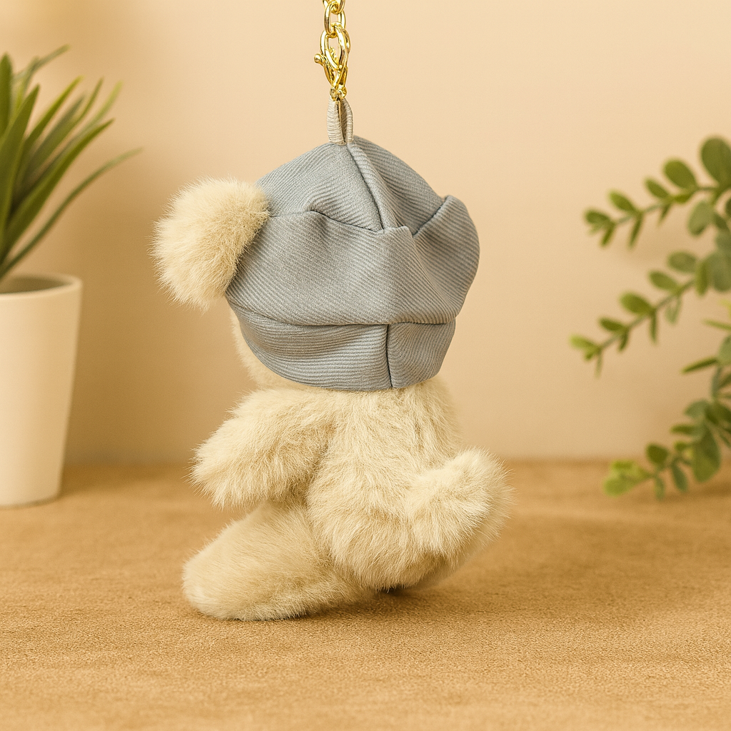 Teddy Bear with Hat Plush Keychain