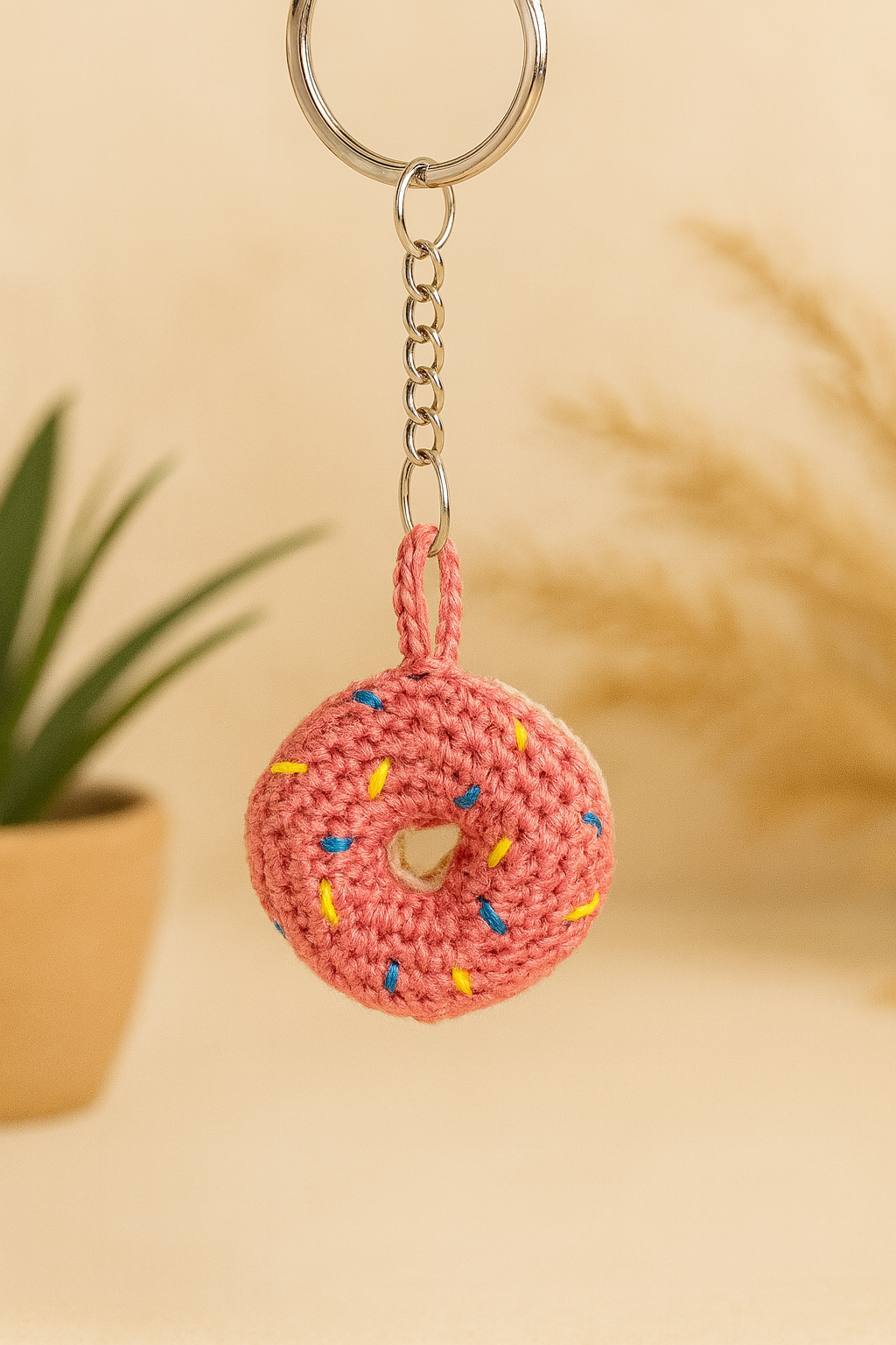 Handmade Crochet Donut Keychain