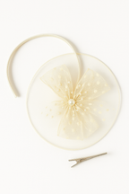 2-in-1 Pearl Bow Hairband & Clip – White Designer convertible Headpiece for Girls