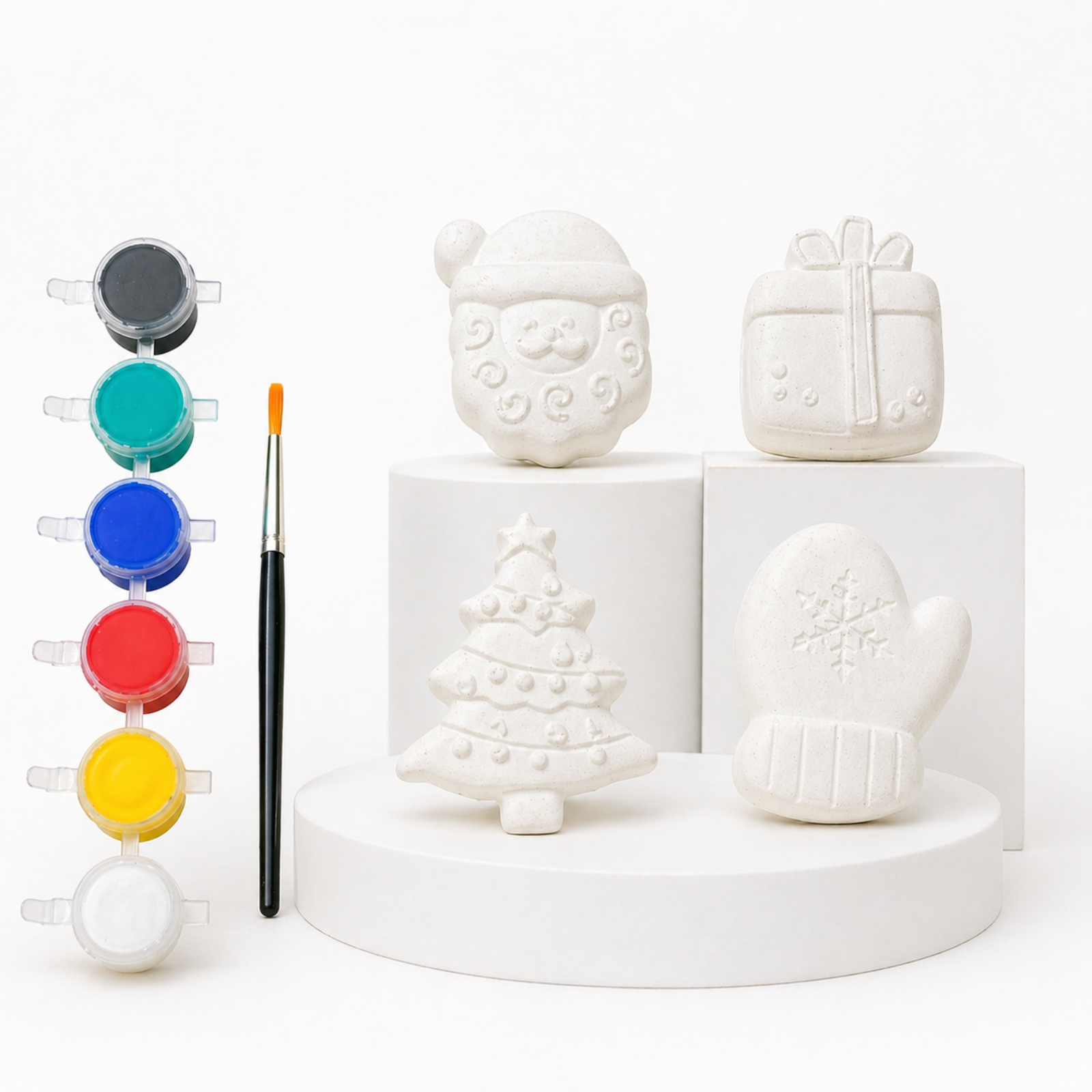 Festive DIY Painting Kit (Santa Face, Gift Box, Winter Glove & Decorated Christmas Tree)