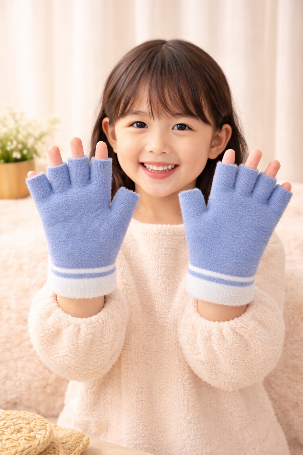 Winter Special Dark Blue Kids Convertible Gloves with Detachable Top