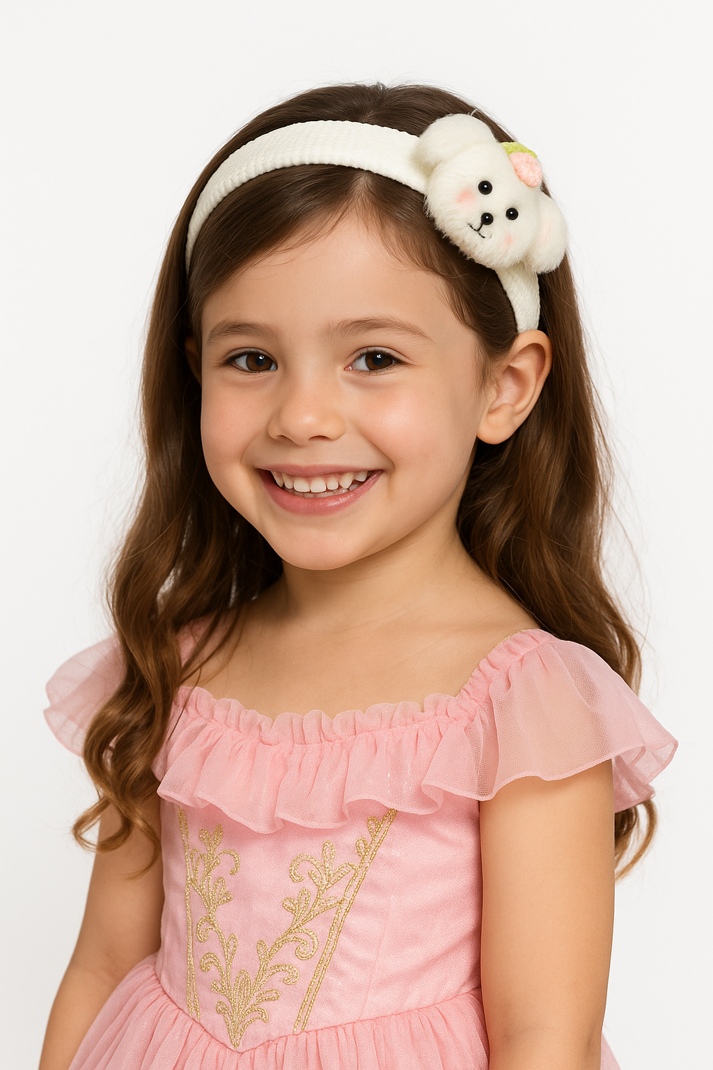 Whumies Plush Hairband & Hairbelt Set for Girls – Soft Cartoon Bear Headband & Elastic Bunny Hair Belt for Toddlers and Kids