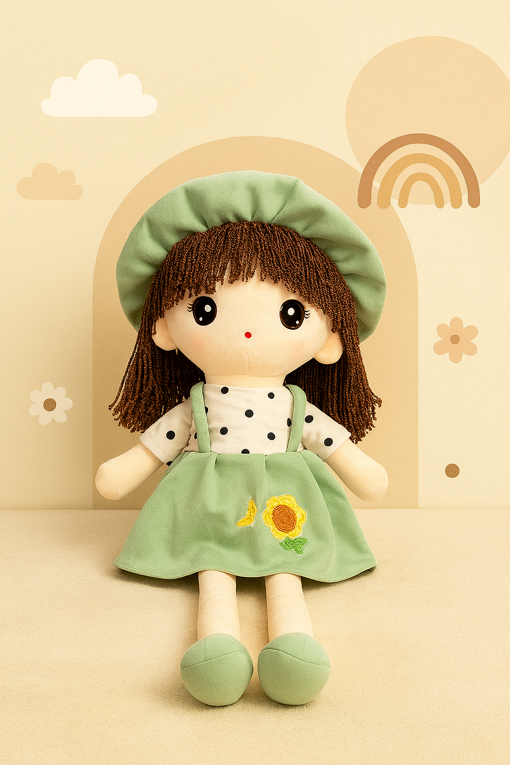 Whumies Soft Fabric Girl Doll with Embroidered Dress
