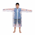 Clear Kids Raincoat with Blue Pink Bear Print