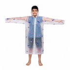 Clear Kids Raincoat with Blue Pink Bear Print