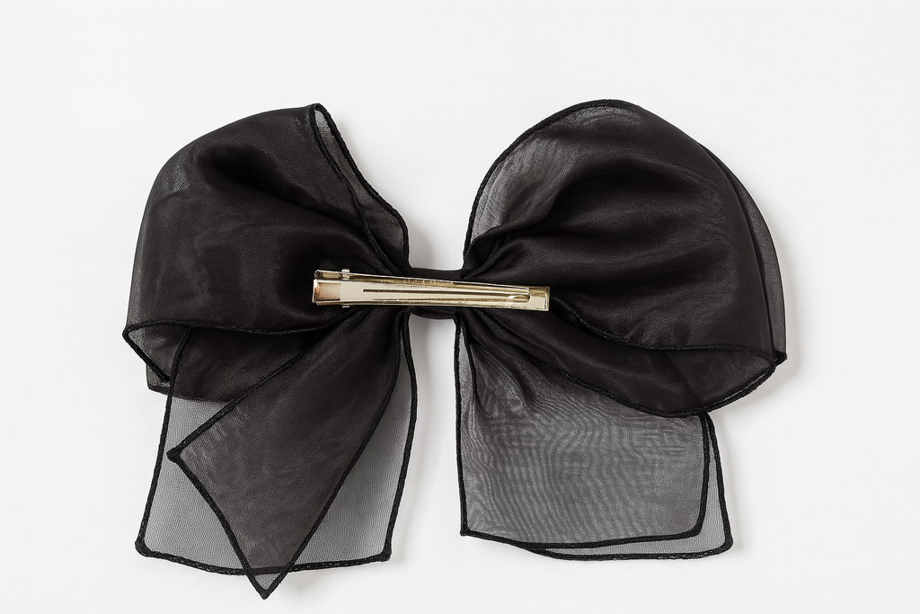 Whumies Large Organza Clip Bow – Big Sheer Hair Bow for Girls, Teens & Women
