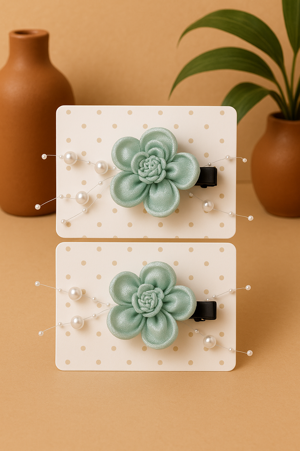 Whumies Flower Pearl Hair Clips Set |  Elegant Hair Accessories