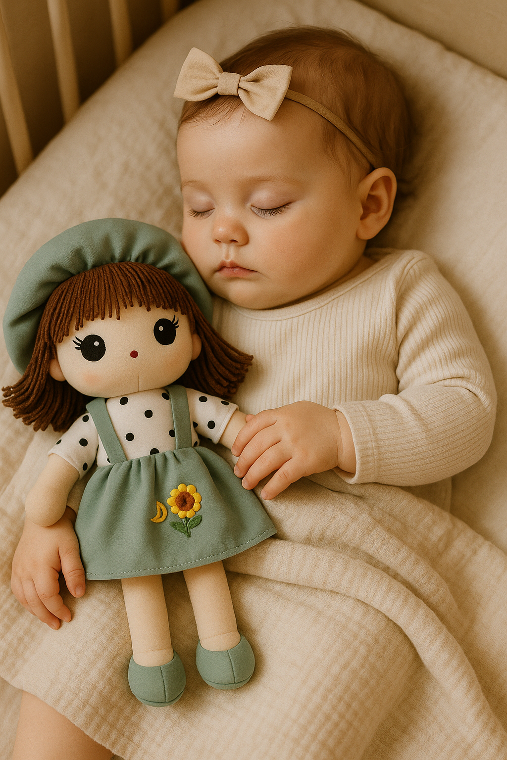 Whumies Soft Fabric Girl Doll with Embroidered Dress
