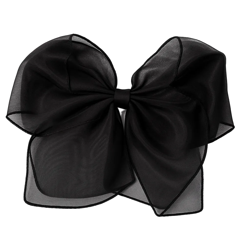 Black sheer bow on a white background