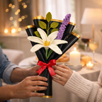 Handmade Crochet Flower Bouquet with Lily & Lavender