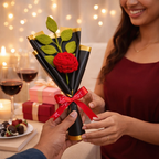 Handmade Crochet Flower Bouquet with Red Rose