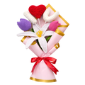 Handmade Crochet Flower Bouquet with Lily, Tulips and "I Love You"