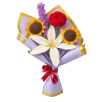 Handmade Crochet Flower Bouquet with Sunflowers, Rose, Lily & Lavender