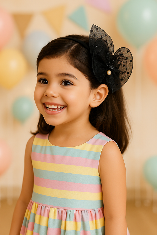 2-in-1 Pearl Bow Hairband & Clip – White Designer convertible Headpiece for Girls