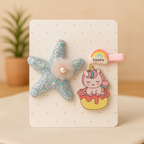 Baby Girl Hair Clips Set | Cute Star & Unicorn Design