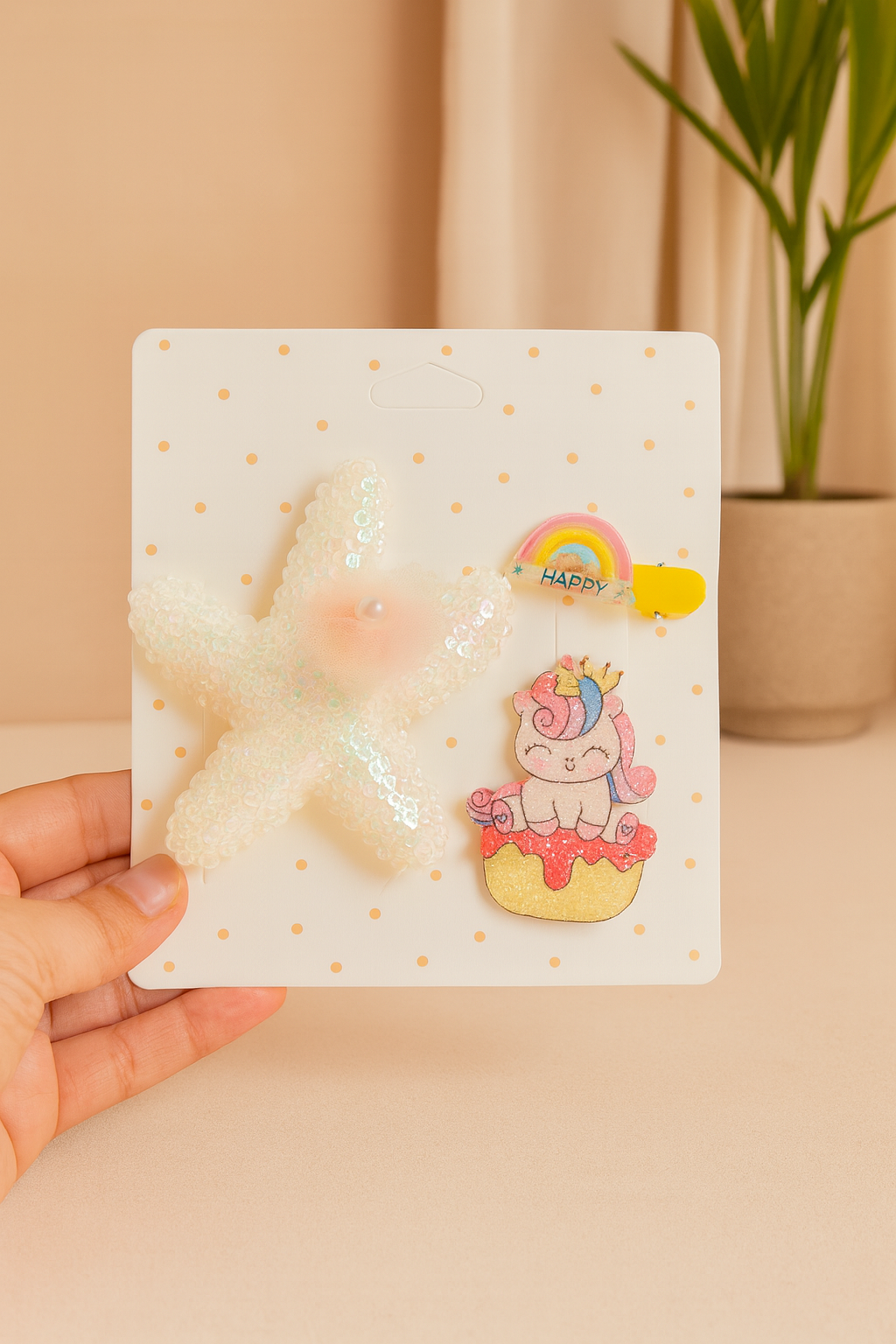 Whumies Baby Girl Hair Clips Set | Cute Star & Unicorn Design