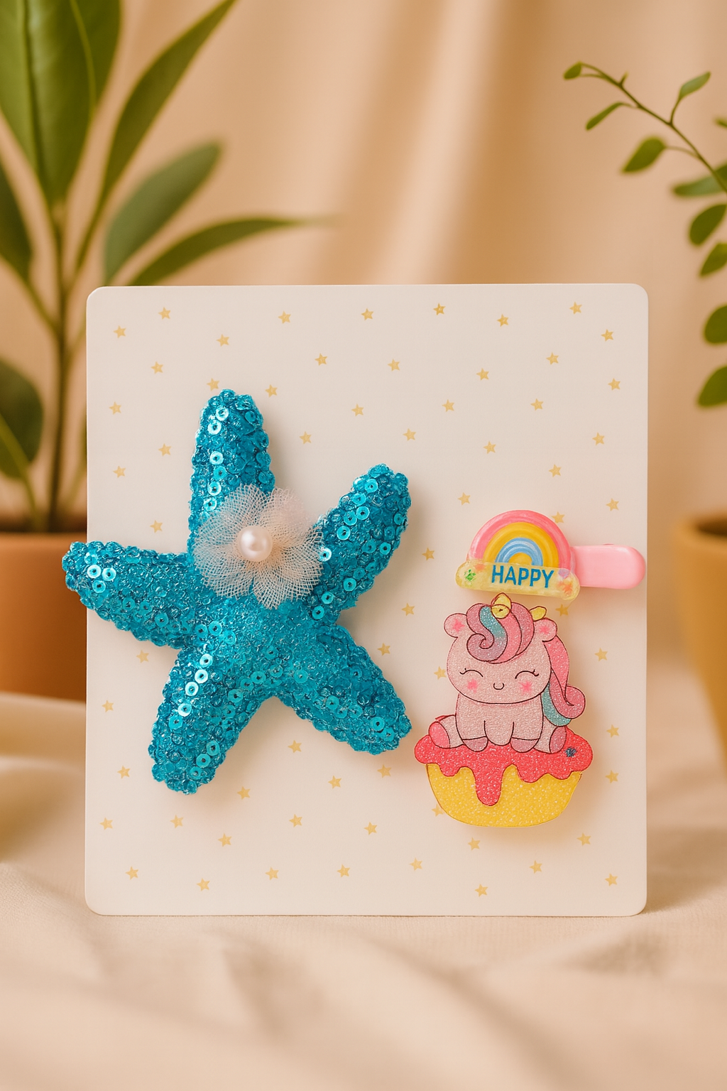 Whumies Baby Girl Hair Clips Set | Cute Star & Unicorn Design