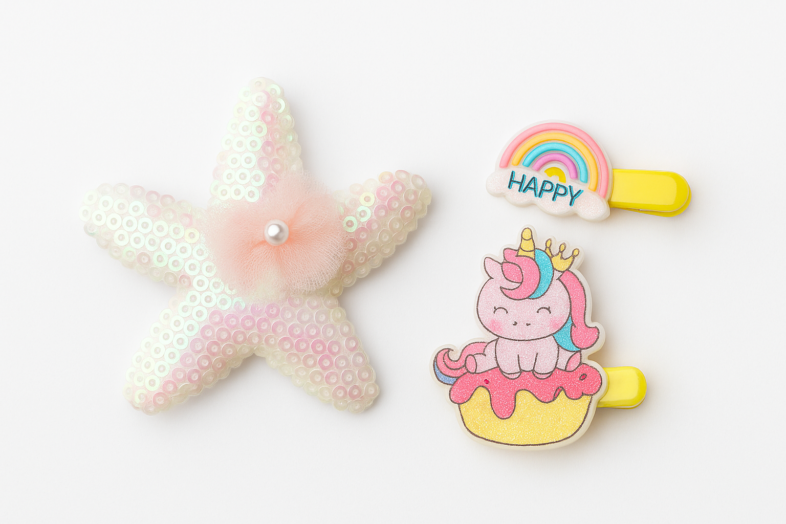 Whumies Baby Girl Hair Clips Set | Cute Star & Unicorn Design