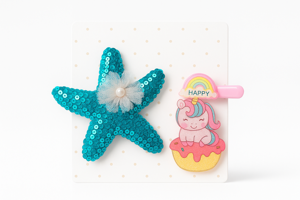 Whumies Baby Girl Hair Clips Set | Cute Star & Unicorn Design