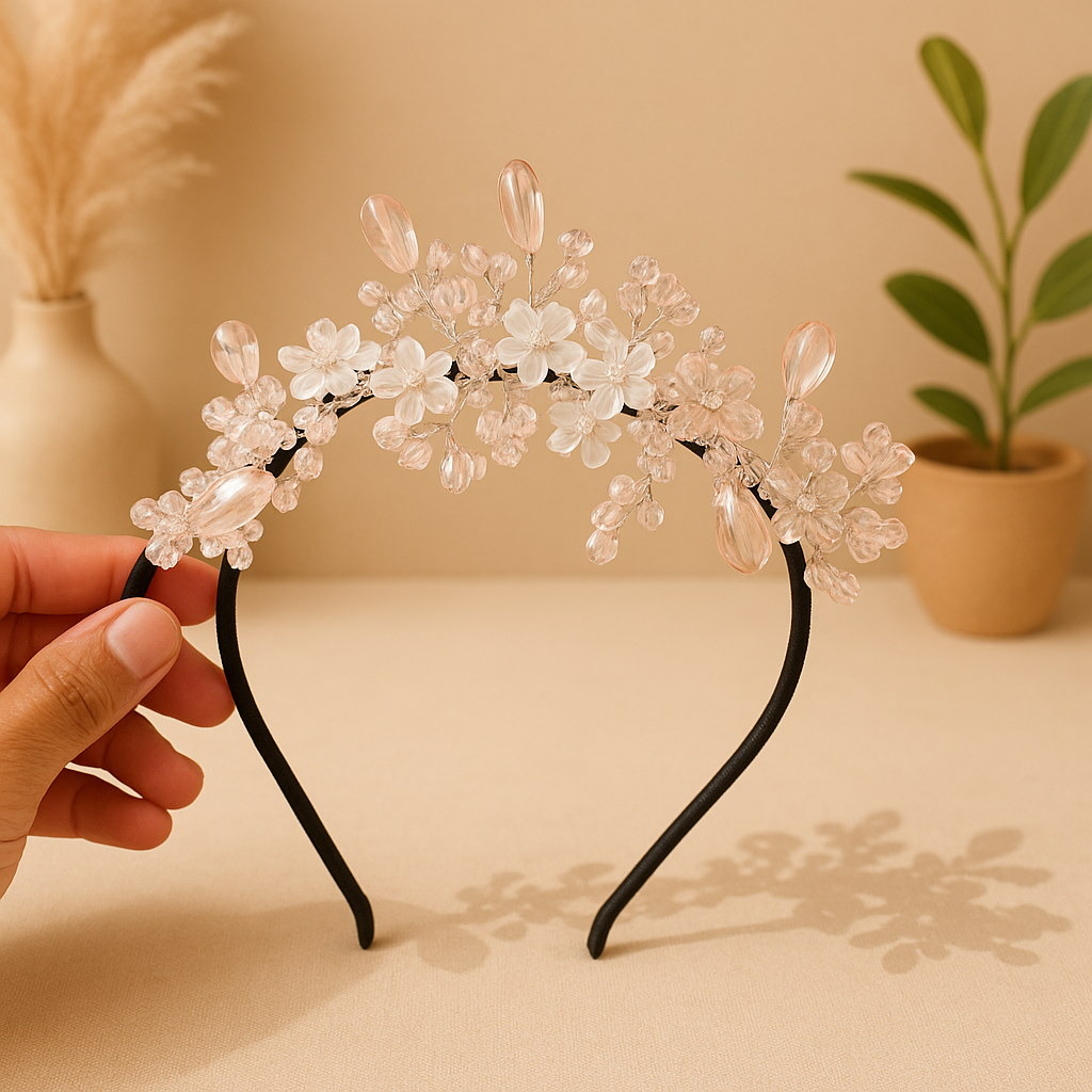 Whumies Crystal Flower Headband | Elegant Wedding & Party Hair Accessory