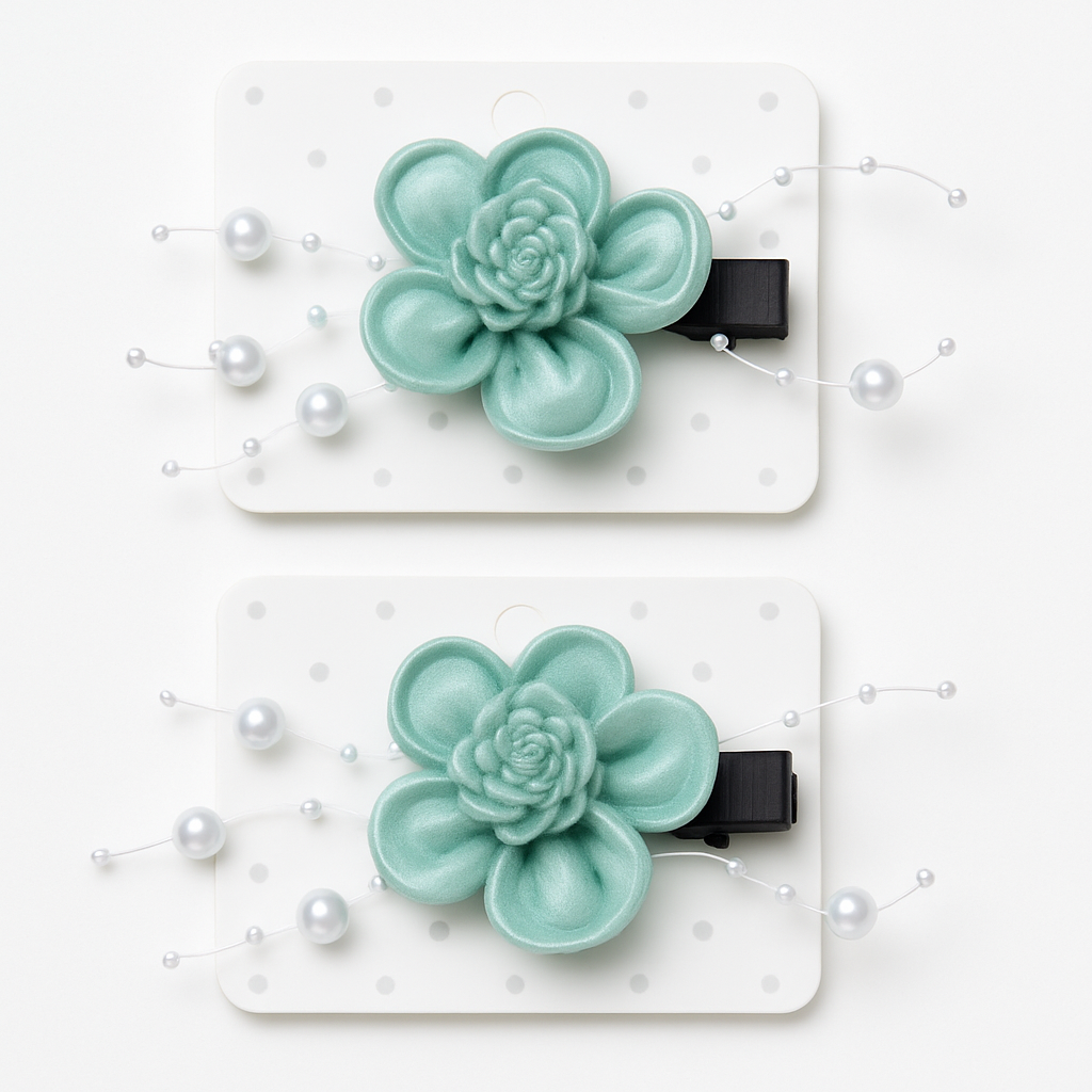 Whumies Flower Pearl Hair Clips Set |  Elegant Hair Accessories