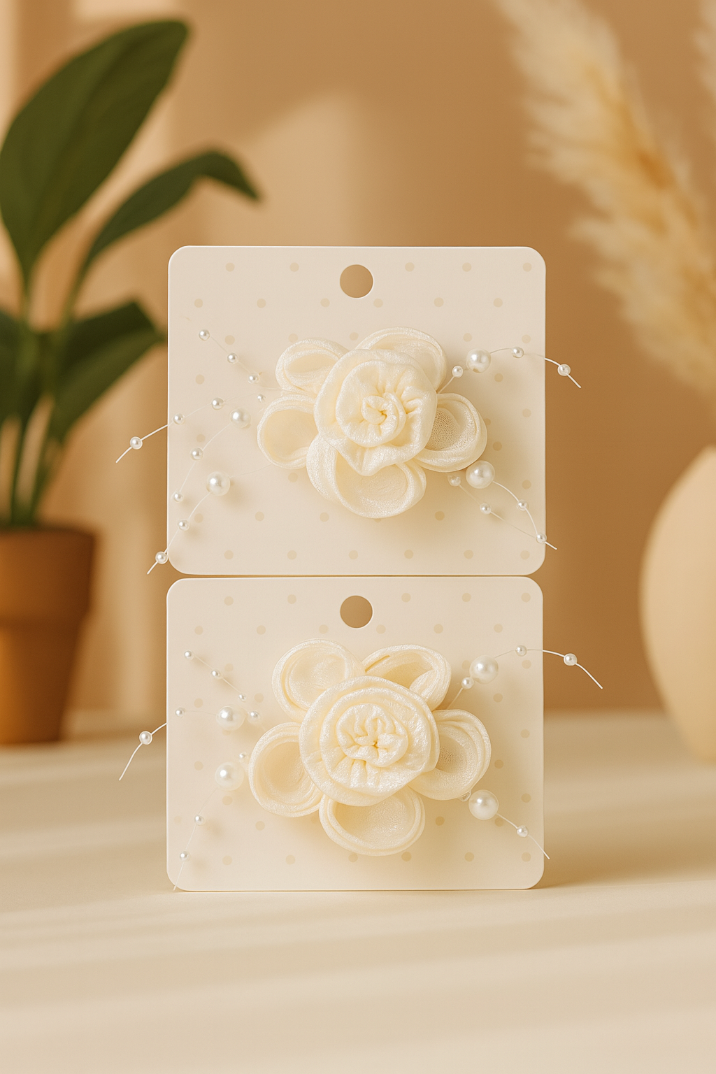 Whumies Flower Pearl Hair Clips Set |  Elegant Hair Accessories