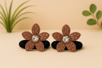 Crystal Flower Hair Ties | Elegant Black Velvet Scrunchies