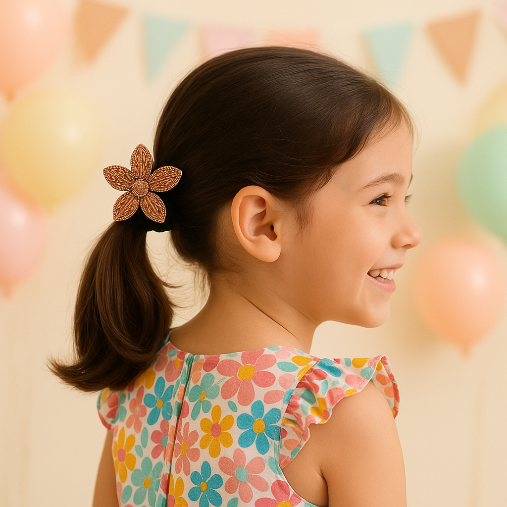 Whumies Crystal Flower Hair Ties | Elegant Black Velvet Scrunchies