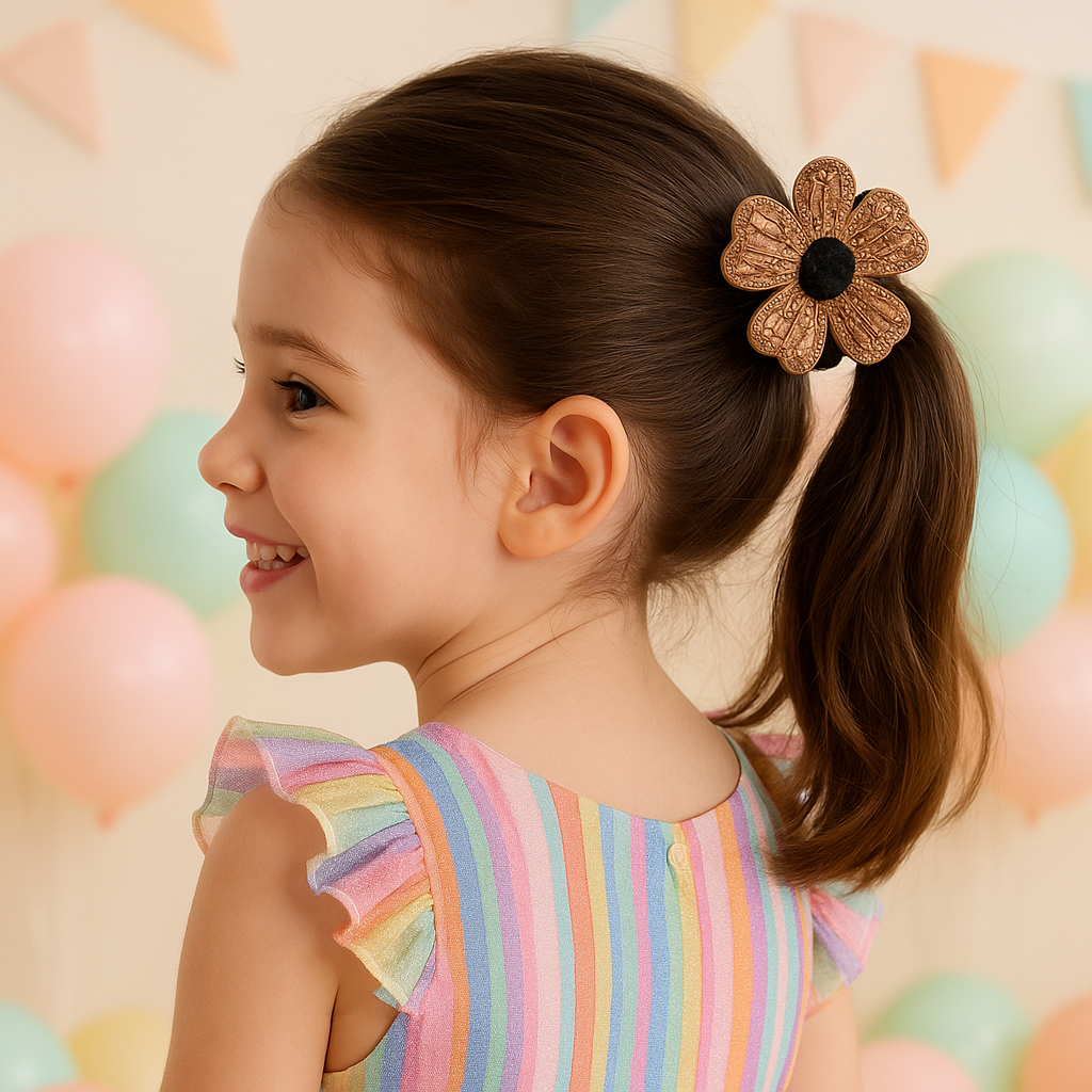 Crystal Flower Hair Ties | Elegant Black Velvet Scrunchies