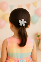 Crystal Flower Hair Ties | Elegant Black Velvet Scrunchies