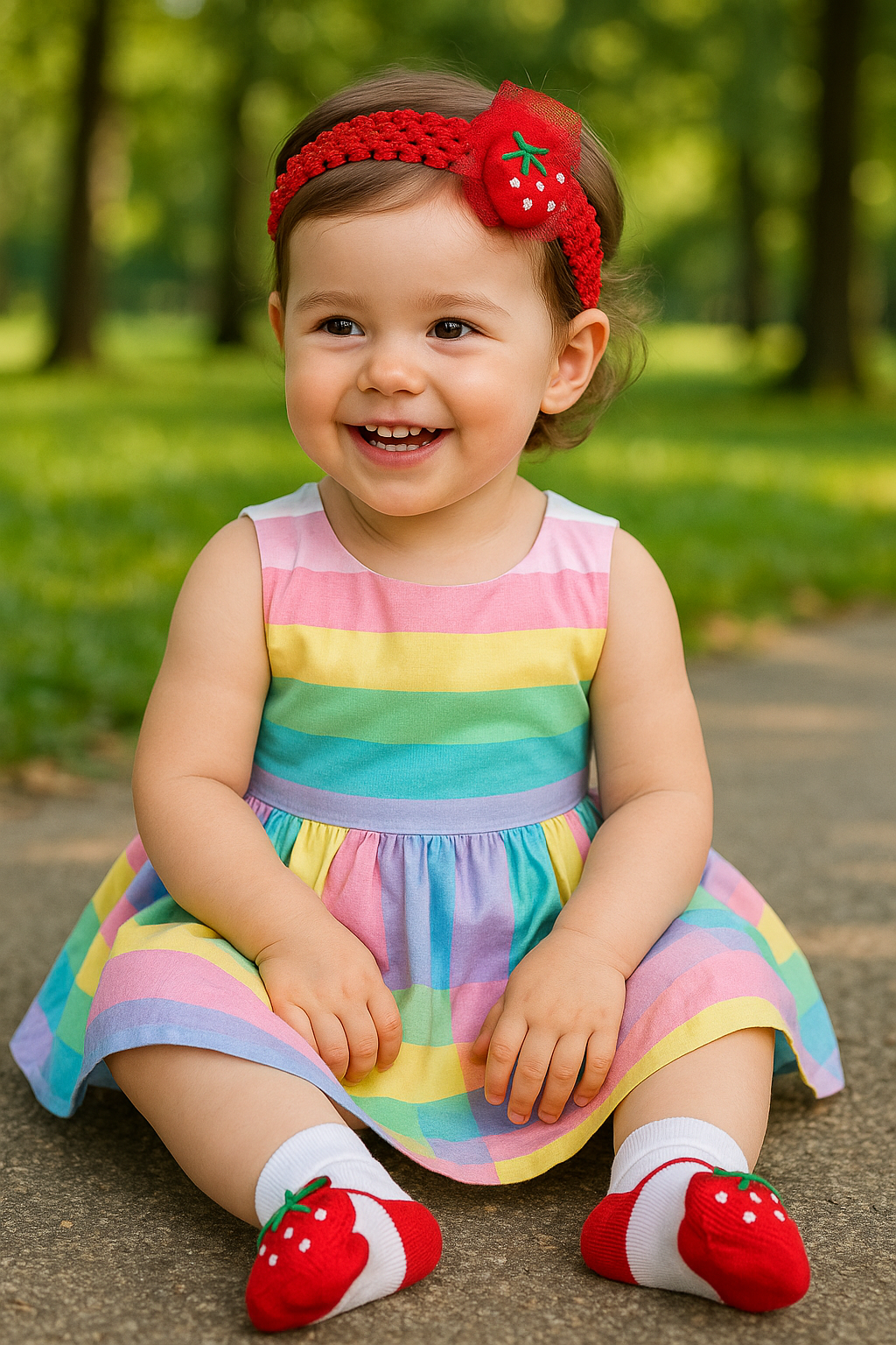 Whumies Strawberry Baby Socks & Matching Hair Belt Set