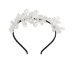 Decorative headband with crystals and pearls on a white background
