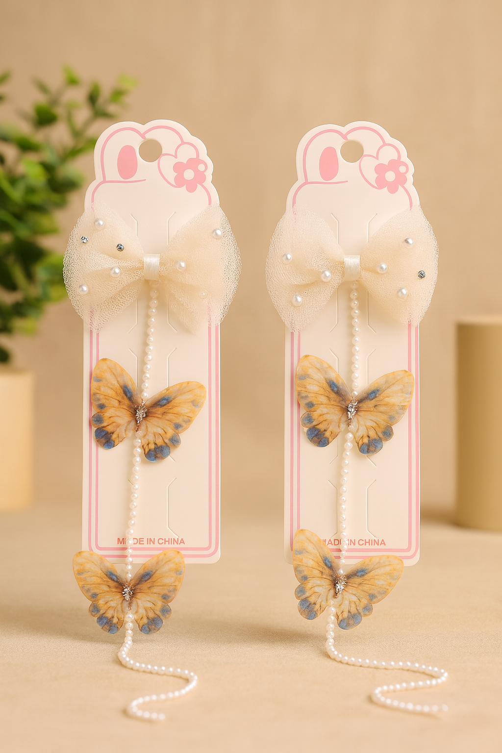 Whumies Pearl Butterfly Hair Clips set for Girls