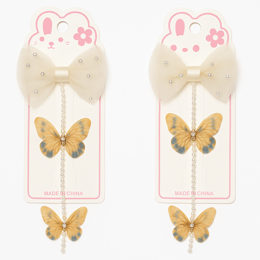 Whumies Pearl Butterfly Hair Clips set for Girls