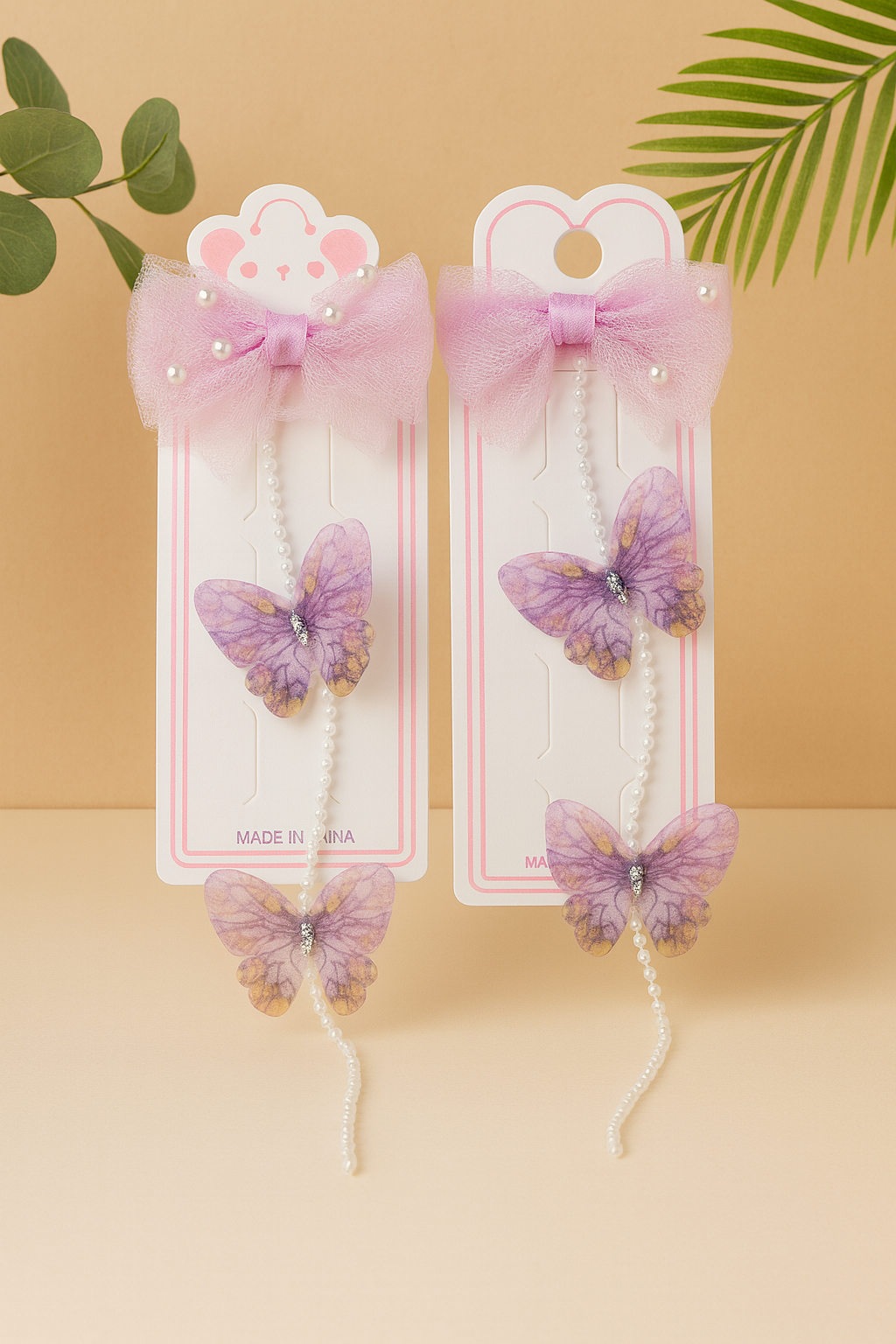 Whumies Pearl Butterfly Hair Clips set for Girls