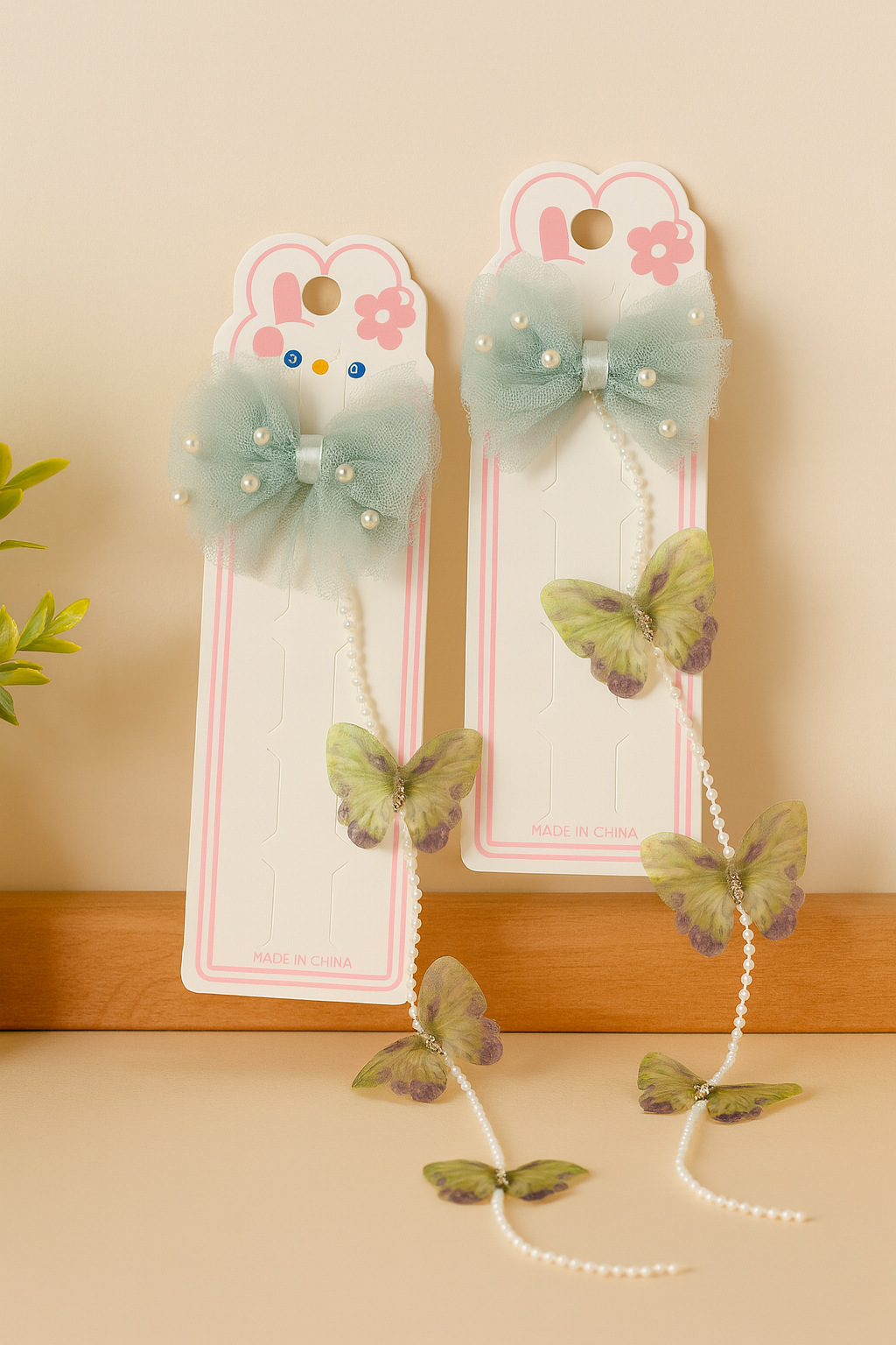 Whumies Pearl Butterfly Hair Clips set for Girls
