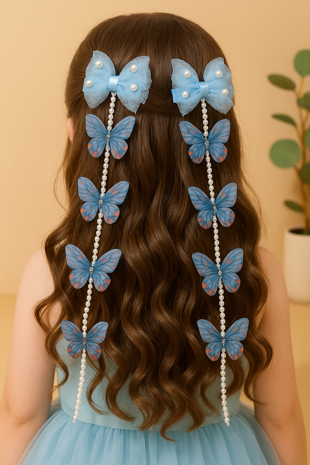 Whumies Pearl Butterfly Hair Clips set for Girls