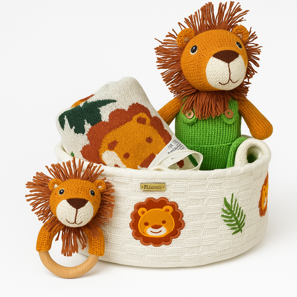 Knitted Lion Gift Basket | Premium Gift Set