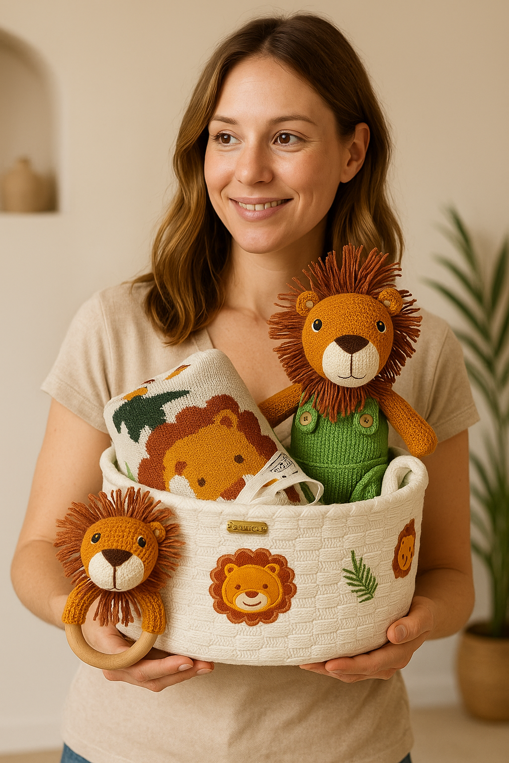 Knitted Lion Gift Basket | Premium Gift Set