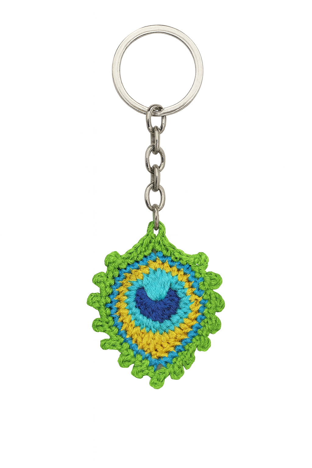 Handmade Crochet Peacock Feather Keychain