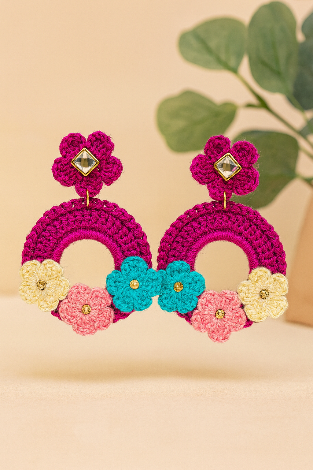 Crochet Bloom Hoop Earrings