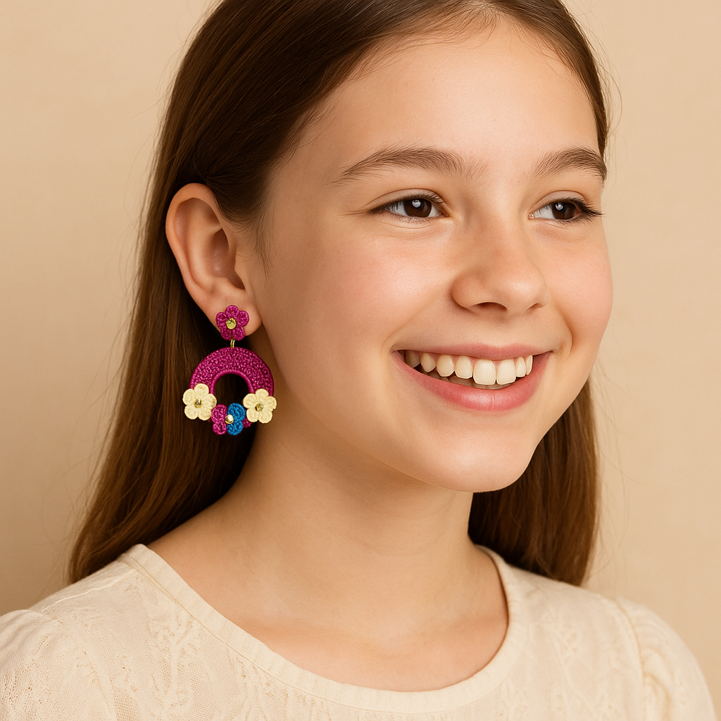Crochet Bloom Hoop Earrings
