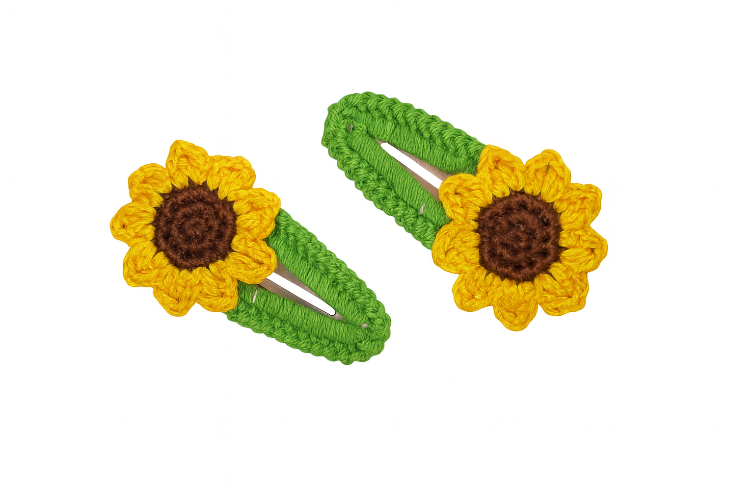 Crochet Sunflower Hair Clips – Set of 2