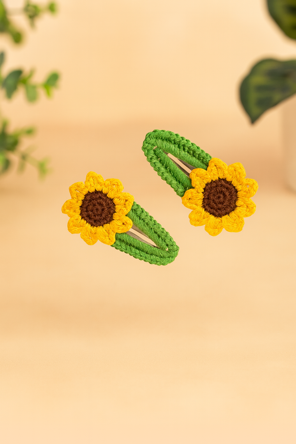 Crochet Sunflower Hair Clips – Set of 2