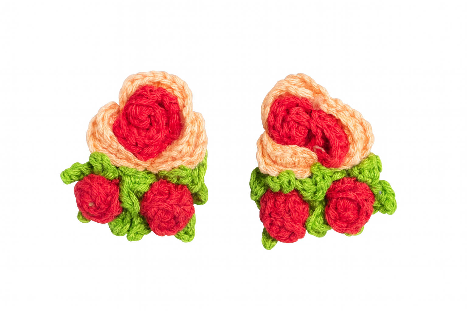 Handmade Crochet Rose Earrings