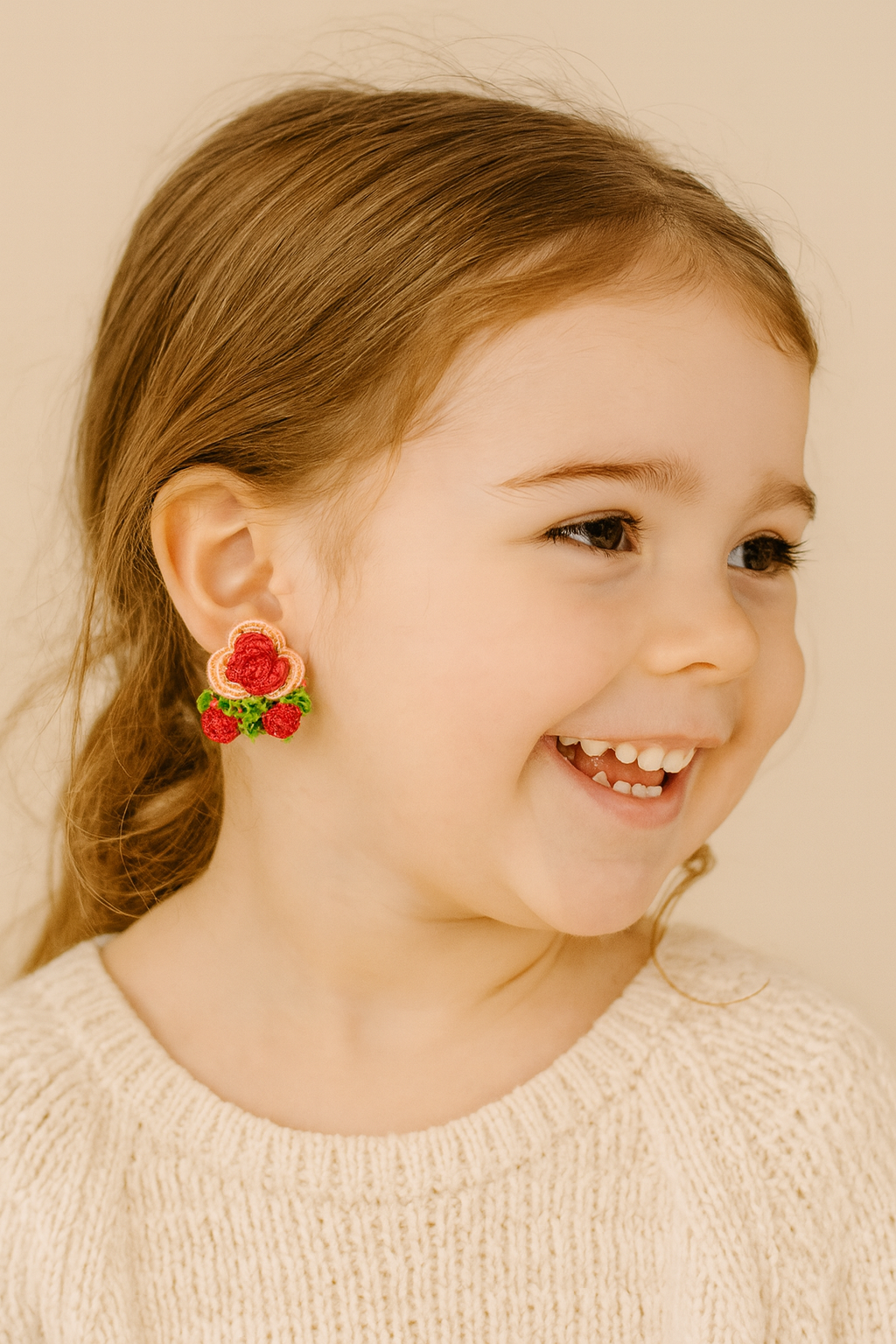 Handmade Crochet Rose Earrings