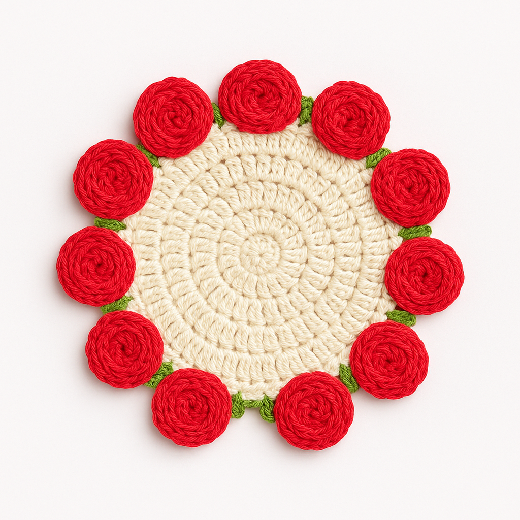 Handmade Crochet Rose Table Mat